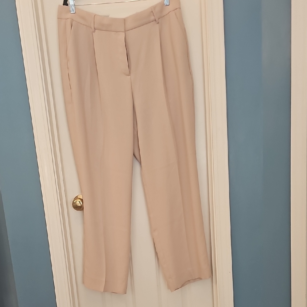 J. Crew Tan Trousers with Straight-Leg Cut and Front Pleats